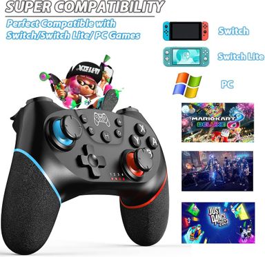 [2024 New Version]Wireless Pro Controller Compatible for Nintendo Switch Sefitopher Bluetooth Switch Pro Controller Gampad Joypad,PC Wired Controller Supports Gyro Axis Turbo and Dual Vibration with Charging Cable