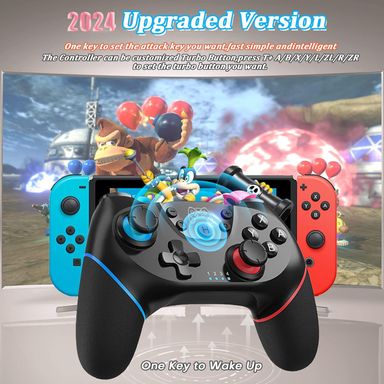 [2024 New Version]Wireless Pro Controller Compatible for Nintendo Switch Sefitopher Bluetooth Switch Pro Controller Gampad Joypad,PC Wired Controller Supports Gyro Axis Turbo and Dual Vibration with Charging Cable