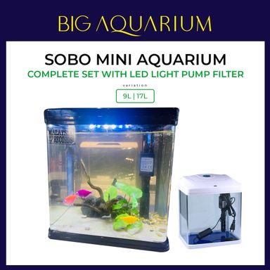 Sobo Mini Aquarium Complete Set With LED Light Pump Filter