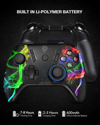 PC Wireless Controller, EasySMX Gaming Controller for Computer,Laptop,PS3,Android TV Box, Nintendo Switch and Tesla with Turbo, Dual Vibration and 4 Programmable Keys, Battery Up to 14 Hours