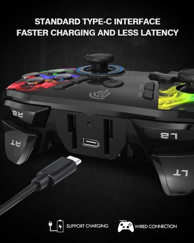 PC Wireless Controller, EasySMX Gaming Controller for Computer,Laptop,PS3,Android TV Box, Nintendo Switch and Tesla with Turbo, Dual Vibration and 4 Programmable Keys, Battery Up to 14 Hours