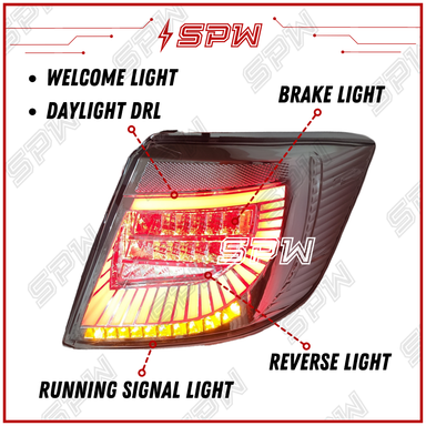 Perodua Bezza 2016 2017 2018 2019 2020 2021 2022 2023 2024 LED Tail Lamp Tail Light Brake Light DRL Trunk LED Rear Garnish Center Light Lamp SPW Albino