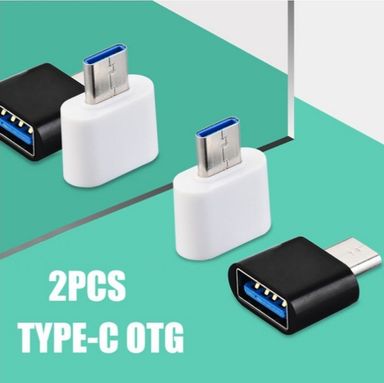 2Pcs High Speed Male to Female Type C to Usb  OTG black 