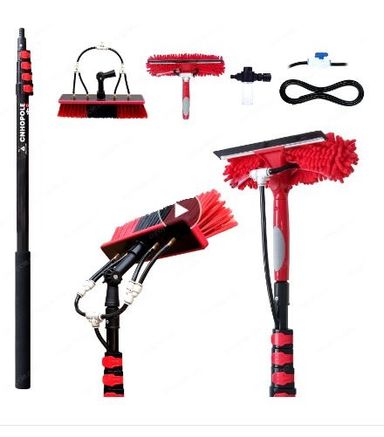 20ft Water Fed Pole Brush with Squeegee Solar Panel/Window Cleaning Kit