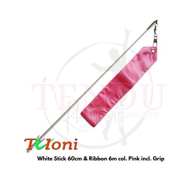 TULONI |  White Stick 60cm & Ribbon 6m col. Pink incl. Grip (RS-T6MW-P)