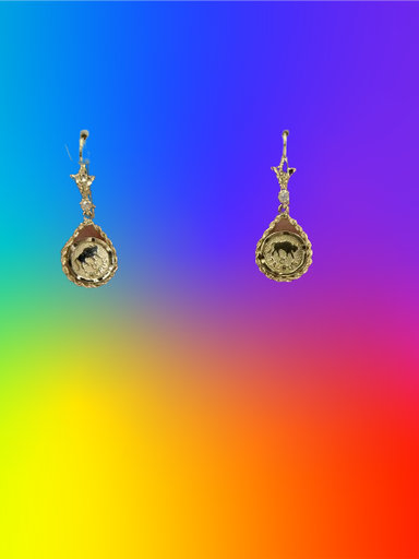 14k yellow gold Taurus earrings