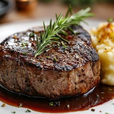   Beef Fillet and Mashed Potatoes 