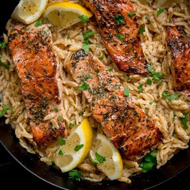   Salmon and Orzo