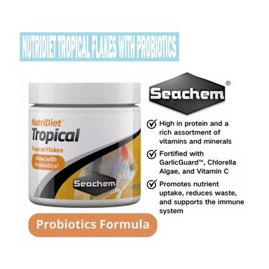 SEACHEM PROBIOTIC FISH FOOD (TROPICAL, CHLORELLA, CICHLID, DISCUS, SRIMP FLAKES)