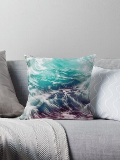 Blue Ocean Waves Pillow