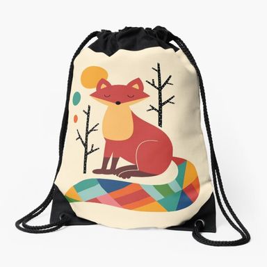 Rainbow Fox Drawstring Bag