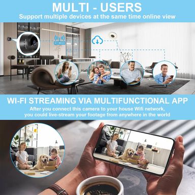 Spy Camera 1080P WiFi Mini Hidden Camera Security Camera Indoor Nanny Cam with Motion Detection App Control Wireless Secret Video Camera Small Surveillance Camera for Home Security Monitoring