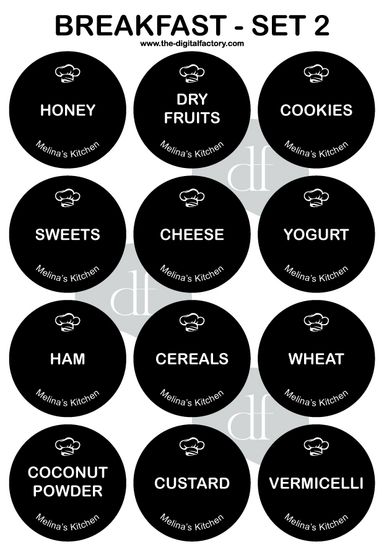 Home & Kitchen Labels 3cm Diameter (Choose any 6 Categories - 72pcs)