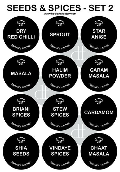 Home & Kitchen Labels 3cm Diameter (Choose any 6 Categories - 72pcs)