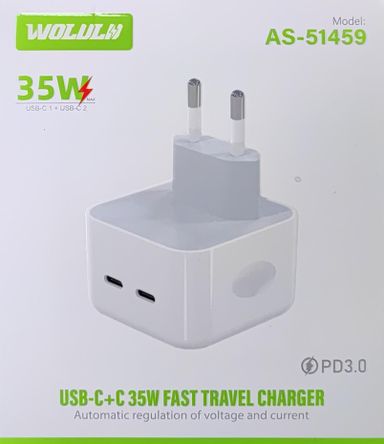 35W USB-C +C PD3.0 Mobile Phone Fast Charging Wall Charger