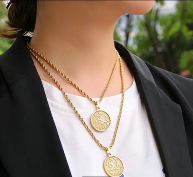 18k Gold Plated Zodiac Rope Chain Necklace 