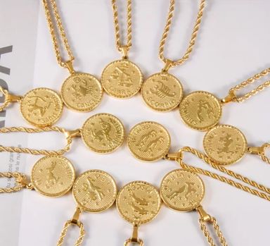 18k Gold Plated Zodiac Rope Chain Necklace 