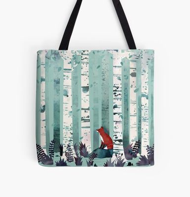 The Birches (in Blue) Tote Bag