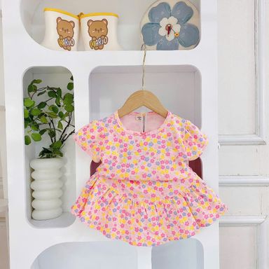 Girl Playset (Skirt) - Coral Colourful Flowers