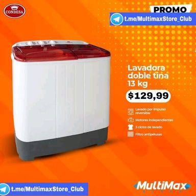 Lavadora Doble Tina 13 KG, Marca CONDESA