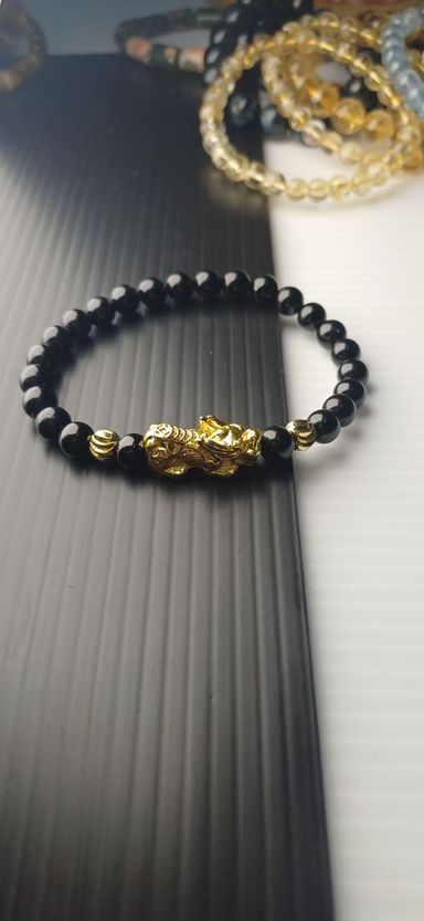 BLACK TOURMALINE WITH GOLDEN PIXUE 