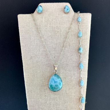 Set de larimar en forma de gota 