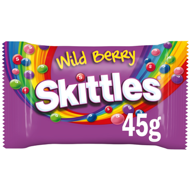 Skittles Vegan Chewy Sweets Wild Berry Fruit Flavoured Bag 45g