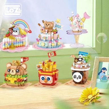 LOZ 8807-8812 Bear Panda Hamburger Fries Dessert