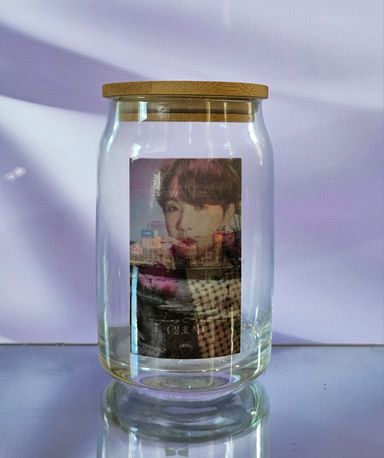 J-Hope Gwangu Clear Glass with Bamboo Lid & Glass Straw 400m