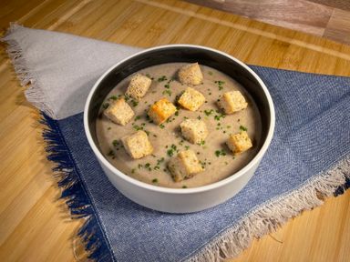 Mushroom soup With Homemade Croutons, vegetarian