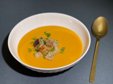 Pumpkin Cream Soup With Homemade Croutons