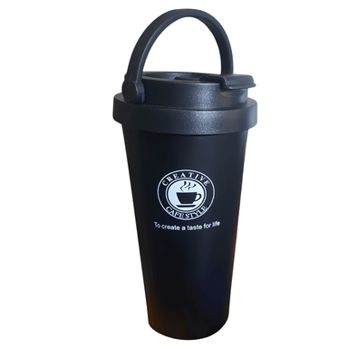 Creative Cafe Style Insulated Coffee Mug with Spill-Proof Lid