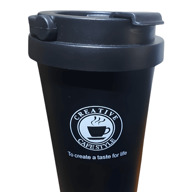 Creative Cafe Style Insulated Coffee Mug with Spill-Proof Lid