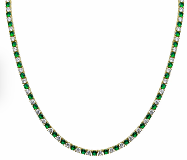 Emerald Diamond Tennis Necklace