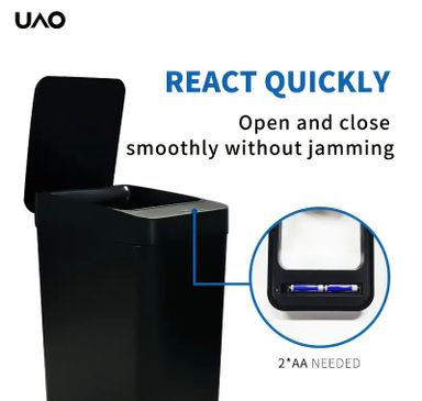 Smart Slim Trash Can with Kick-Open Lid.