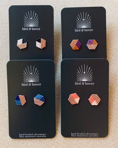 Gold Geo Studs - Choose your colour! 