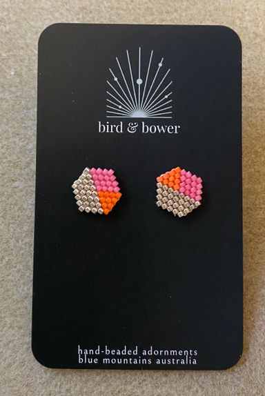 Silver Geo Studs - Choose your colour! 