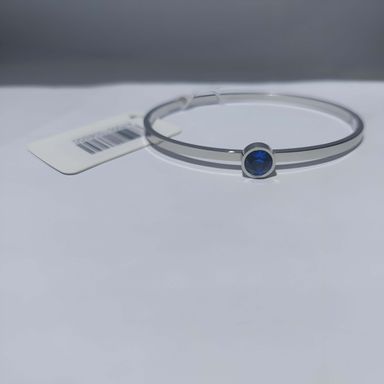 Rustproof Stainless Steel Blue Zirconia Bangle Bracelet