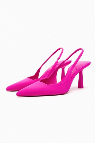 SLINGBACK À TALON HAUT EN TISSU - Couleur Rose fushia