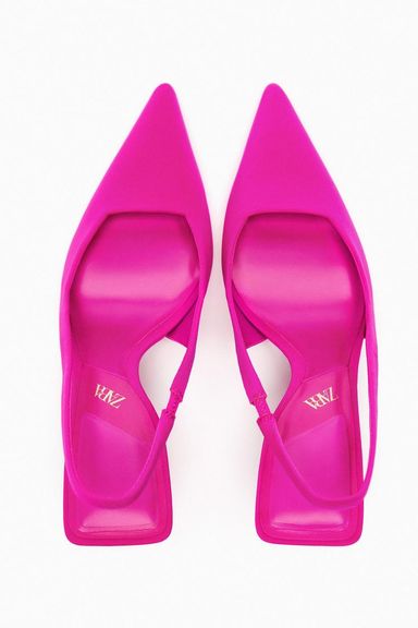 SLINGBACK À TALON HAUT EN TISSU - Couleur Rose fushia