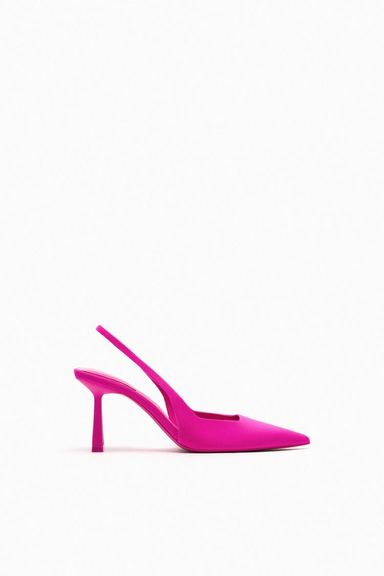 SLINGBACK À TALON HAUT EN TISSU - Couleur Rose fushia