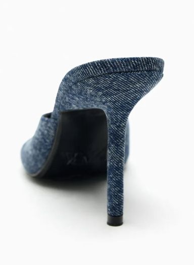 MULES A TALON EN JEAN - Couleur Bleu