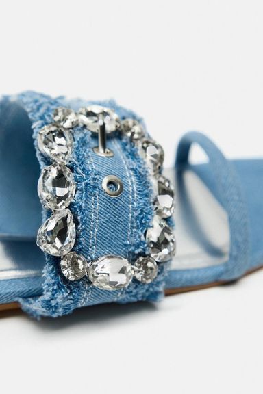 Sandales plates en denim - Couleur Bleu