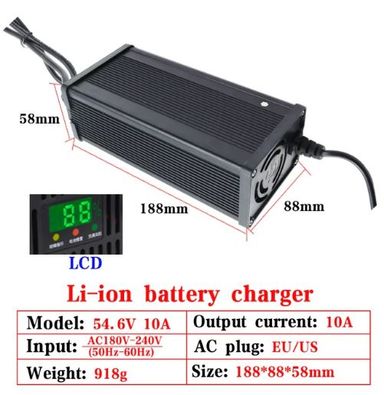 54.6vDC 10Amp 13S Intelligent Lithium-Ion Battery Charger