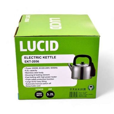 Lucid Electric Kettle 5.2L, 2000W, Stainless Steel