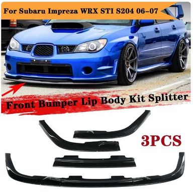 3pcs Front Bumper Splitter Lip Spoiler Kit For Subaru Impreza WRX Sti 2006 2007