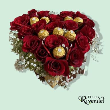 Corazón de rosas y ferrero