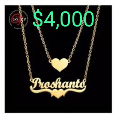 Single Name And Heart Pendant Customize Chain 