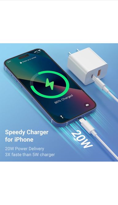 Fast Charger IPhone - Brick and Cable | 20W 6ft