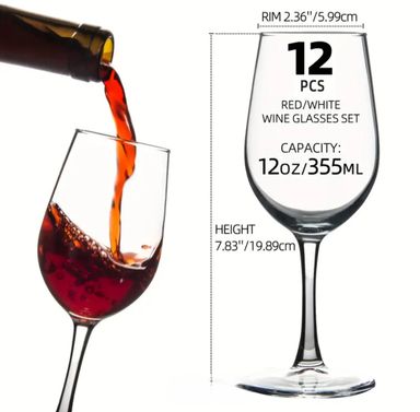 Restaurantware  6 pieces Wine glasses,  Heavy-Duty Stemmed Wine Glasses - Dishwashable, Shatterproof, Clear Polycarbonate Wine Glasses, For All Kinds Of Beverages